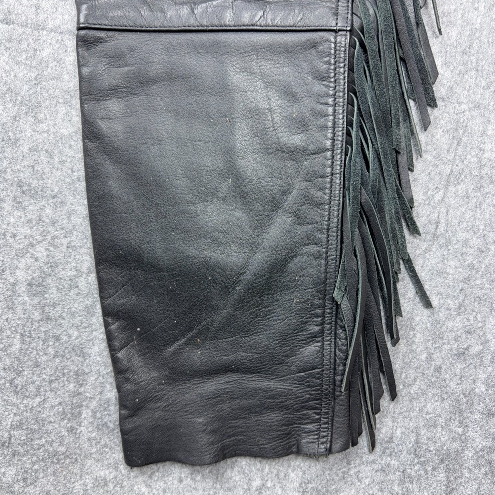VTG Harley Davidson Leather Pants Womens 16 Black Motorcycle Biker‎ Fringe 80s - Picture 8 of 14